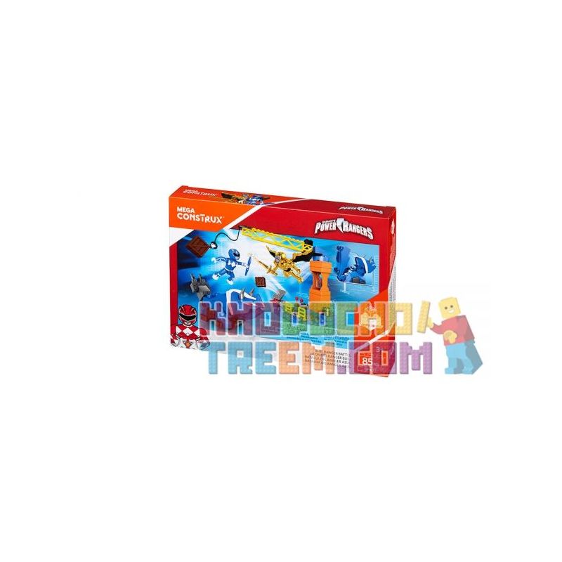 MEGA BLOKS DPK77 non Lego CHIẾN BINH XANH ĐẤU bộ đồ chơi xếp lắp ráp ghép mô hình Power Rangers Super Sentai BLUE RANGER BATTLE 5 Anh Em Siêu Nhân 85 khối