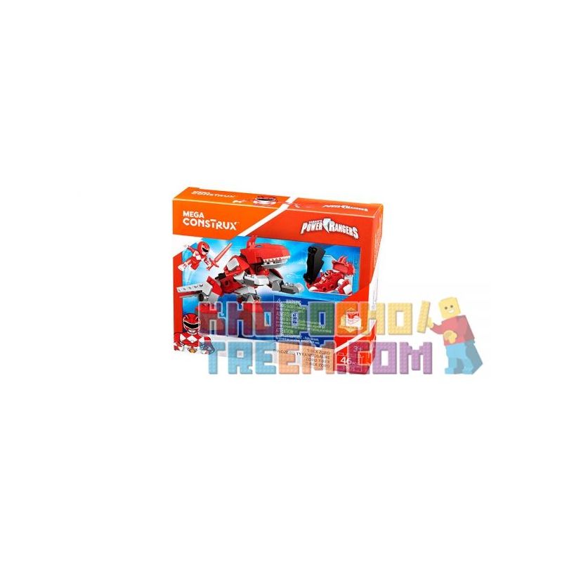 MEGA BLOKS DPK75 non Lego KHỦNG LONG BẠO CHÚA ZOD bộ đồ chơi xếp lắp ráp ghép mô hình Power Rangers Super Sentai T-REX ZORD 5 Anh Em Siêu Nhân 46 khối