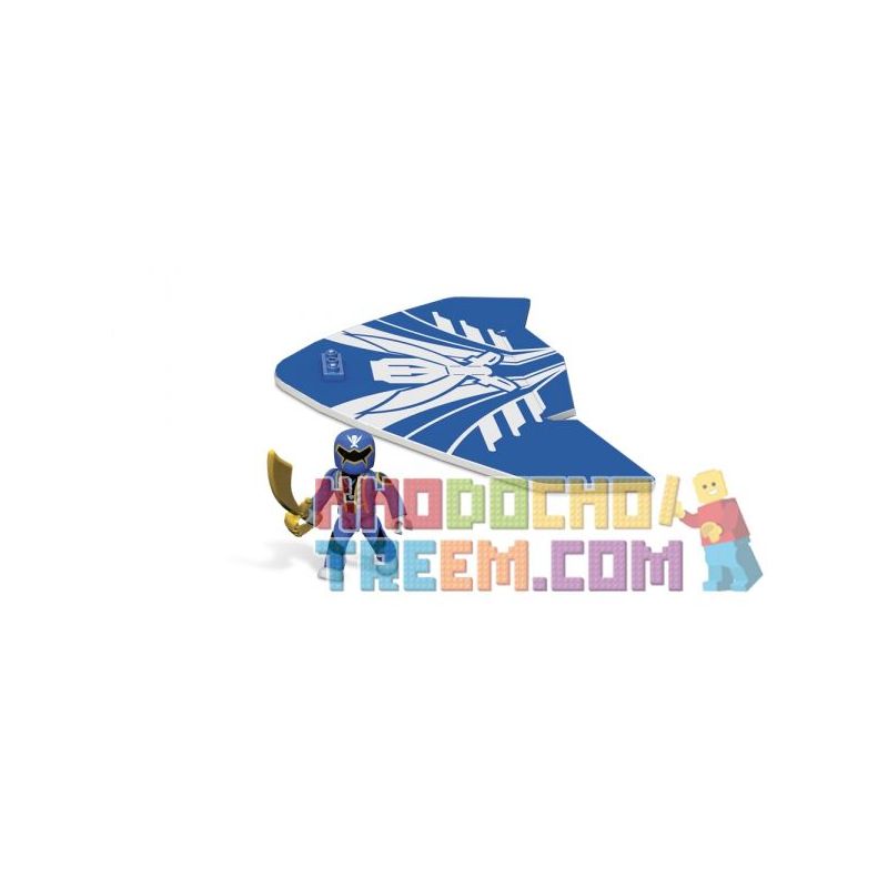MEGA BLOKS 5619 non Lego TÀU LƯỢN CHIẾN BINH XANH bộ đồ chơi xếp lắp ráp ghép mô hình Power Rangers Super Sentai BLUE RANGER AIR GLIDER 5 Anh Em Siêu Nhân 11 khối