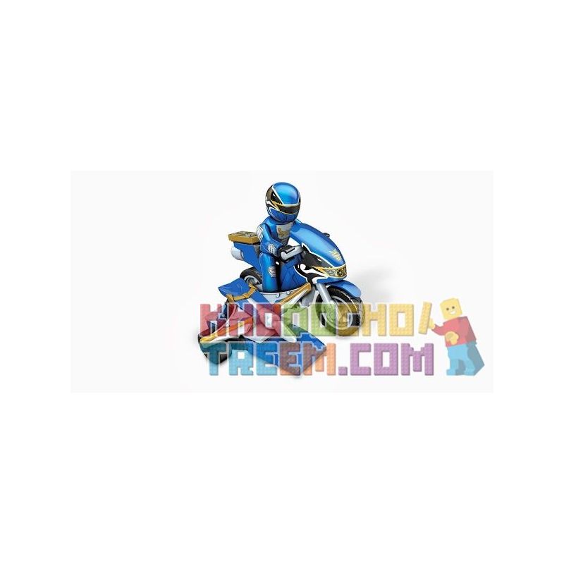 MEGA BLOKS 5825 non Lego ĐUA XE ANH HÙNG XANH bộ đồ chơi xếp lắp ráp ghép mô hình Power Rangers Super Sentai BLUE HERO RACER 5 Anh Em Siêu Nhân 27 khối