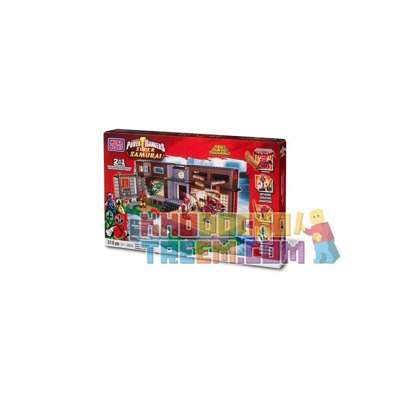 MEGA BLOKS 5833 non Lego TRẬN CHIẾN TRỤ SỞ SAMURAI bộ đồ chơi xếp lắp ráp ghép mô hình Power Rangers Super Sentai SAMURAI HQ BATTLE 5 Anh Em Siêu Nhân 518 khối