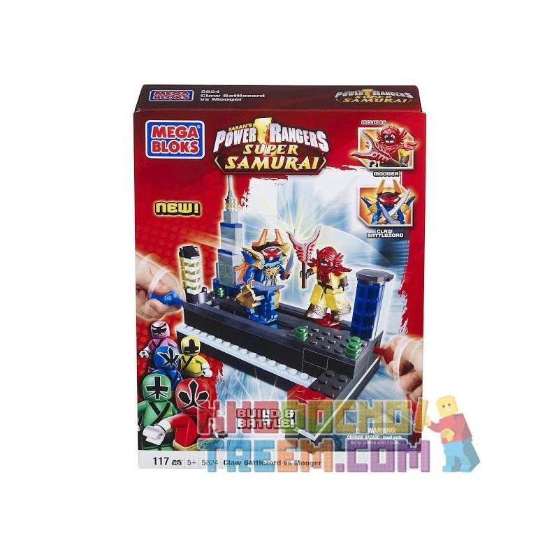 MEGA BLOKS 5824 non Lego CHIẾN ĐẤU ZOD VS MOOGER bộ đồ chơi xếp lắp ráp ghép mô hình Power Rangers Super Sentai CLAW BATTLEZORD VS MOOGER 5 Anh Em Siêu Nhân 118 khối