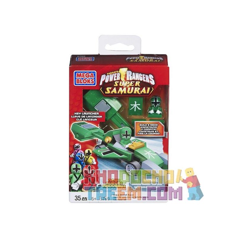 MEGA BLOKS 5769 non Lego ĐUA TÚI XANH bộ đồ chơi xếp lắp ráp ghép mô hình Power Rangers Super Sentai GREEN POCKET RACER 5 Anh Em Siêu Nhân 35 khối