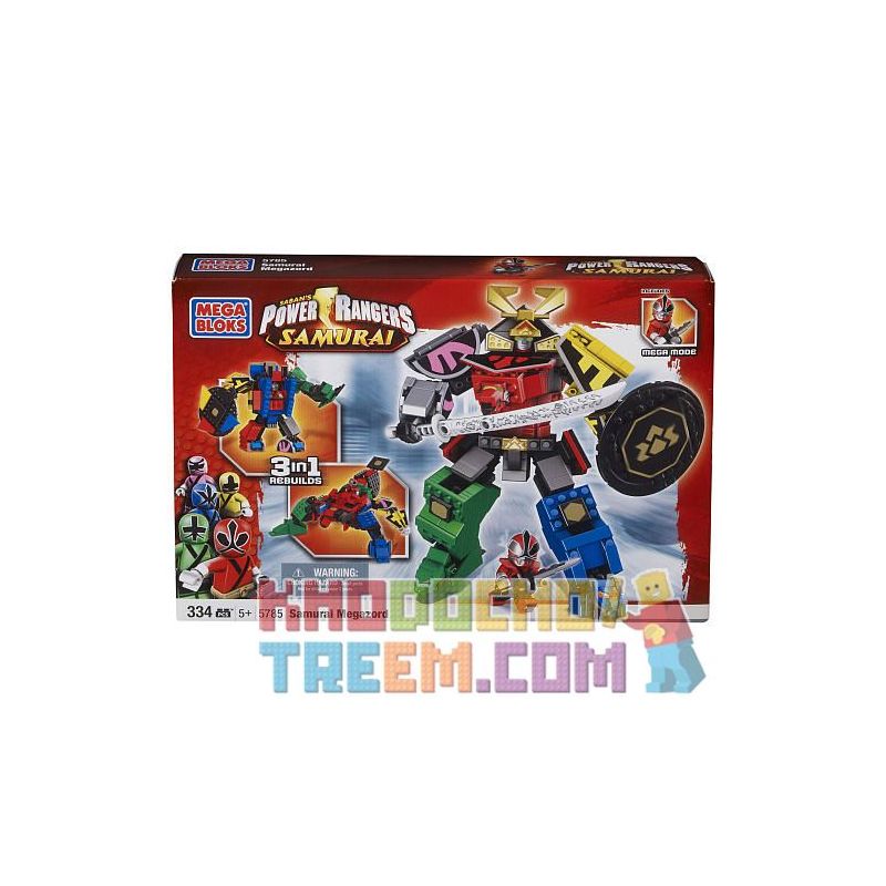 MEGA BLOKS 5785 non Lego SAMURAI. bộ đồ chơi xếp lắp ráp ghép mô hình Power Rangers Super Sentai SAMURAI MEGAZORD 5 Anh Em Siêu Nhân 334 khối