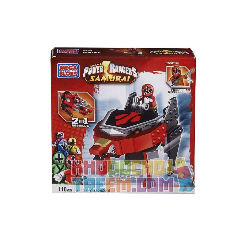 MEGA BLOKS 5772 non Lego RED LION GẤP ZOD bộ đồ chơi xếp lắp ráp ghép mô hình Power Rangers Super Sentai RED LION FOLDING ZORD 5 Anh Em Siêu Nhân 110 khối