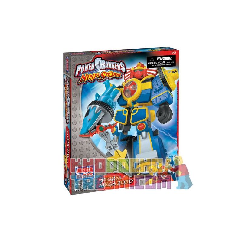 MEGA BLOKS 5721 non Lego BÃO TÁP bộ đồ chơi xếp lắp ráp ghép mô hình Power Rangers Super Sentai STORM MEGAZORD 5 Anh Em Siêu Nhân 65 khối