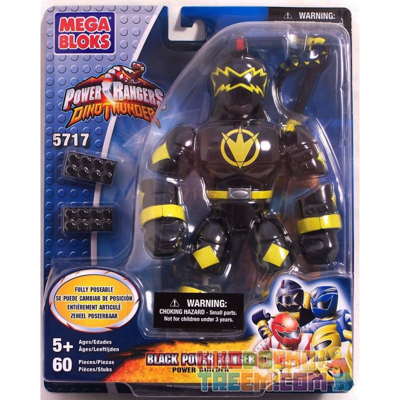 MEGA BLOKS 5717 non Lego CHIẾN BINH ĐEN bộ đồ chơi xếp lắp ráp ghép mô hình Power Rangers Super Sentai BLACK POWER RANGER 5 Anh Em Siêu Nhân 60 khối