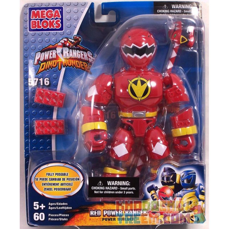 MEGA BLOKS 5716 non Lego CHIẾN BINH ĐỎ bộ đồ chơi xếp lắp ráp ghép mô hình Power Rangers Super Sentai RED POWER RANGER 5 Anh Em Siêu Nhân 60 khối