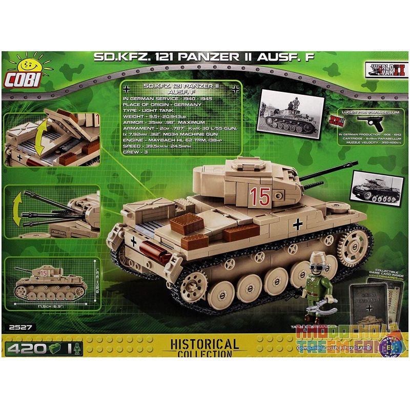 COBI 2527 non Lego LOẠI 2 XE TĂNG F bộ đồ chơi xếp lắp ráp ghép mô hình Military Army SD.KFZ.121 PANZER II AUSF. Quân Sự Bộ Đội 420 khối