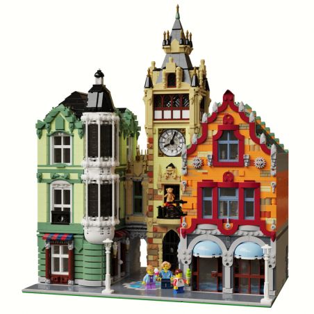 JIESTAR 89103 REBRICKABLE MOC-21266 21266 MOC21266 non  HÌNH VUÔNG ĐỒNG HỒ bộ đồ chơi xếp lắp ráp ghép mô hình Creator CLOCK TOWER SQUARE Sáng Tạo 6771 khối