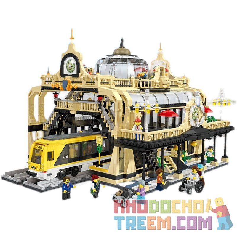 NOT Lego THE TRAIN STATION STUDGATE 910002 JIESTAR 89104 xếp lắp ráp ghép mô hình GA XE LỬA CHÂU 2021 Designer Program 3950 khối