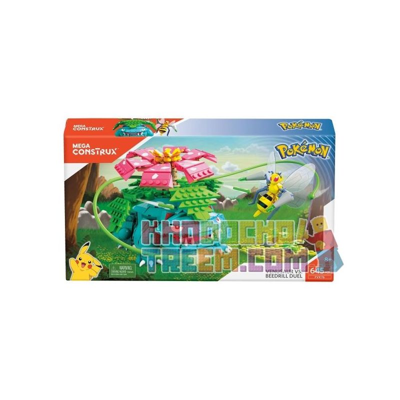 MEGA BLOKS FVK76 non Lego WONDER FROGHUA VS BEE KIM LỚN bộ đồ chơi xếp lắp ráp ghép mô hình Pokémon VENUSAUR VS. BEEDRILL DUEL Pokemon 645 khối