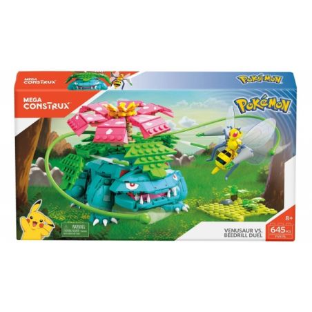 MEGA BLOKS FVK76 non  WONDER FROGHUA VS BEE KIM LỚN bộ đồ chơi xếp lắp ráp ghép mô hình Pokémon VENUSAUR VS. BEEDRILL DUEL Pokemon 645 khối