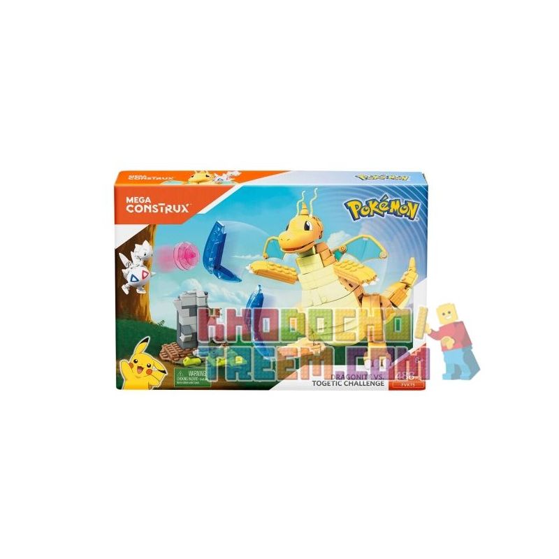 MEGA BLOKS FVK75 non Lego RỒNG NHANH VS POCKETGI bộ đồ chơi xếp lắp ráp ghép mô hình Pokémon DRAGONITE VS. TOGETIC CHALLENGE Pokemon 488 khối