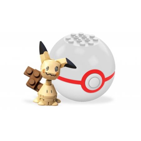 MEGA BLOKS FPM01 non  BÍ ẨN Q bộ đồ chơi xếp lắp ráp ghép mô hình Pokémon MIMIKYU Pokemon 18 khối