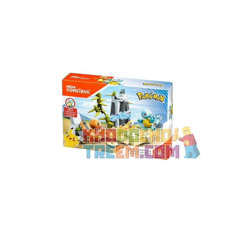 MEGA BLOKS DYF10 non Lego JENNY RÙA VS RỒNG LỬA NHỎ bộ đồ chơi xếp lắp ráp ghép mô hình Pokémon SQUIRTLE VS CHARMANDER Pokemon 140 khối