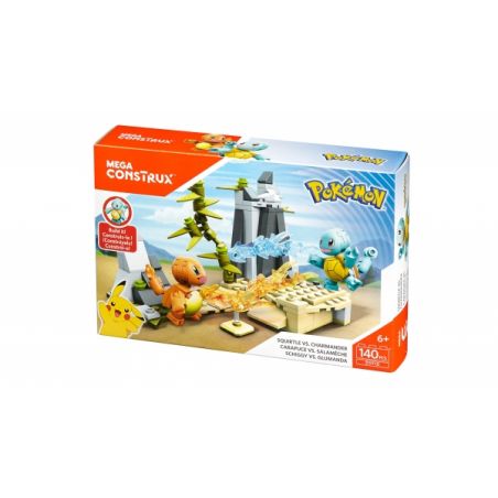 MEGA BLOKS DYF10 non  JENNY RÙA VS RỒNG LỬA NHỎ bộ đồ chơi xếp lắp ráp ghép mô hình Pokémon SQUIRTLE VS CHARMANDER Pokemon 140 khối