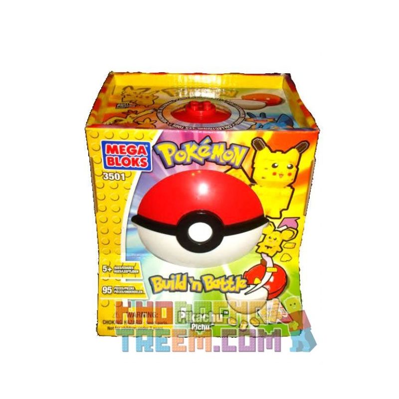 MEGA BLOKS 3501 non Lego PIKUCHU. bộ đồ chơi xếp lắp ráp ghép mô hình Pokémon PIKACHU Pokemon 95 khối