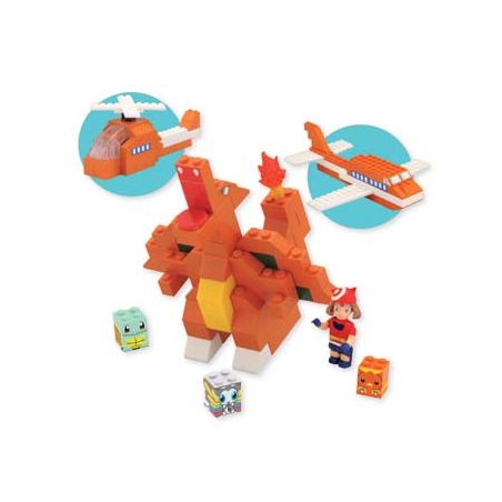 MEGA BLOKS 2045 non  CHARIZARD. bộ đồ chơi xếp lắp ráp ghép mô hình Pokémon Pokemon 255 khối
