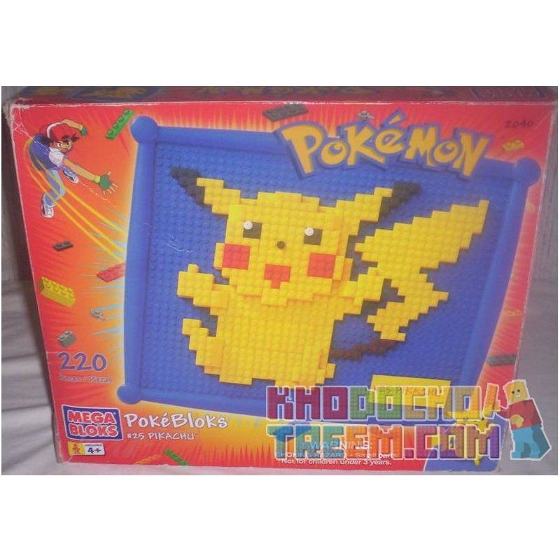 MEGA BLOKS 2040 non Lego PIKUCHU. bộ đồ chơi xếp lắp ráp ghép mô hình Pokémon PIKACHU Pokemon 220 khối