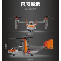 JUHANG 88007 non  TRỰC THĂNG BELL-BOEING V-22 OSPREY bộ đồ chơi xếp lắp ráp ghép mô hình Military Army Quân Sự Bộ Đội 1466 khối