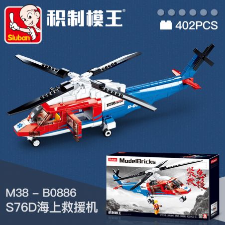 SLUBAN M38-B0886 B0886 0886 M38B0886 38-B0886 non  MÁY BAY CỨU HỘ KHẨN CẤP S76D TRÊN BIỂN VUA TÍCH LŨY bộ đồ chơi xếp lắp ráp ghép mô hình Racers MODELBRICKS EMERGENCY RESCUE Đua Tốc Độ 402 khối