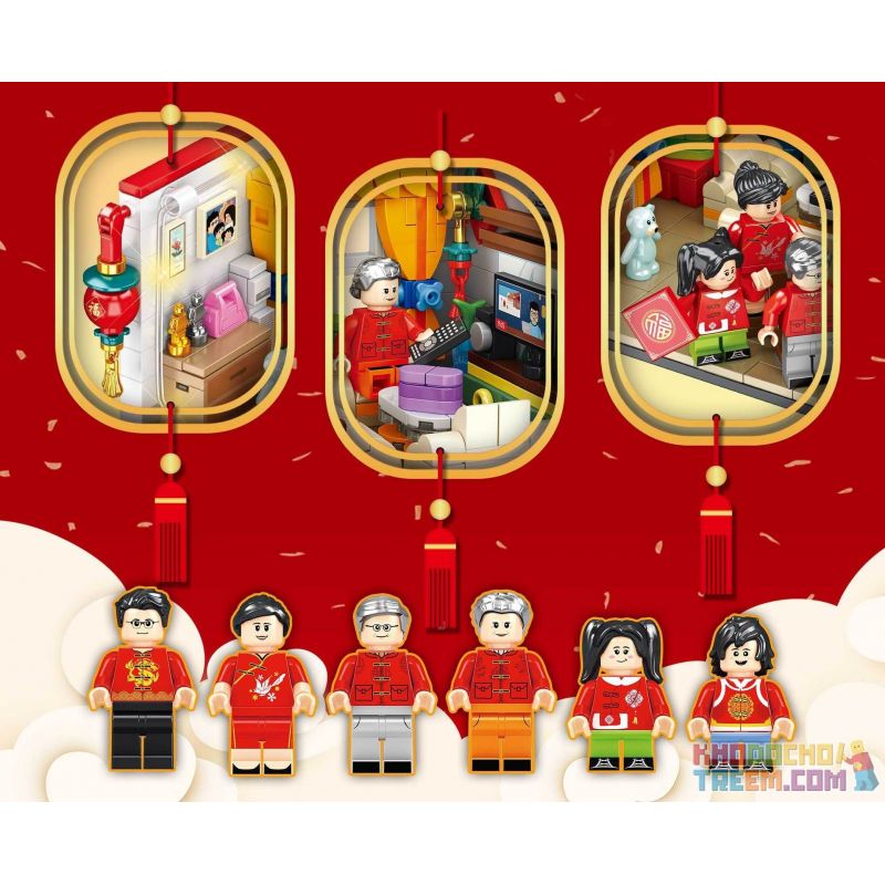 PanlosBrick 610019 Panlos Brick 610019 non  CHÂN DUNG GIA ĐÌNH bộ đồ chơi xếp lắp ráp ghép mô hình Seasonal FAMILY PHOTO Mùa Lễ Hội 435 khối