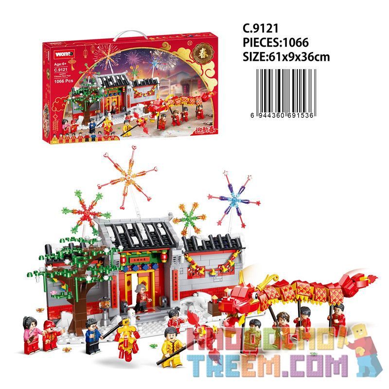 WOMA C.9121 .9121 non Lego MÚA RỒNG NĂM MỚI CỦA TRUNG QUỐC bộ đồ chơi xếp lắp ráp ghép mô hình HAPPY CHINESE NEW YEAR 1066 khối