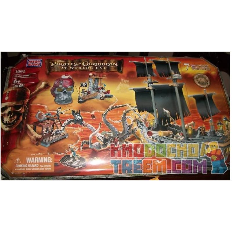 MEGA BLOKS 1091 non Lego CUỘC PHIÊU LƯU CƯỚP BIỂN bộ đồ chơi xếp lắp ráp ghép mô hình Pirates Of The Caribbean PIRATES PERIL Cướp Biển Vùng Caribe 270 khối