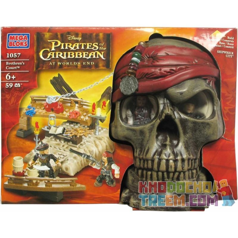 MEGA BLOKS 1057 non Lego HỘI CƯỚP BIỂN bộ đồ chơi xếp lắp ráp ghép mô hình Pirates Of The Caribbean BRETHREN'S COURT Cướp Biển Vùng Caribe 59 khối