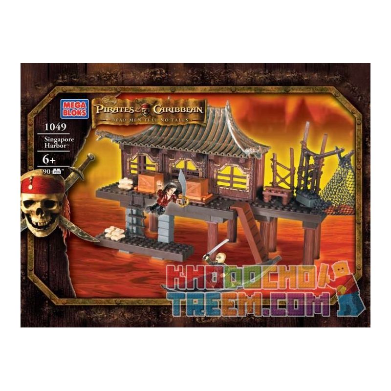 MEGA BLOKS 1049 non Lego CẢNG BIỂN SINGAPORE bộ đồ chơi xếp lắp ráp ghép mô hình Pirates Of The Caribbean SINGAPORE HARBOR Cướp Biển Vùng Caribe 90 khối