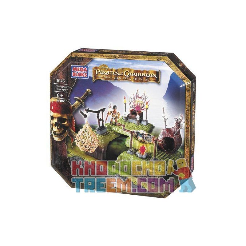 MEGA BLOKS 1045 non Lego ĐẢO ĂN THỊT NGƯỜI bộ đồ chơi xếp lắp ráp ghép mô hình Pirates Of The Caribbean PELEGOSTOS ESCAPE Cướp Biển Vùng Caribe 50 khối