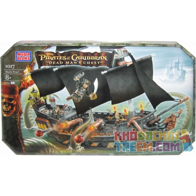 MEGA BLOKS 1017 non Lego NGỌC TRAI ĐEN bộ đồ chơi xếp lắp ráp ghép mô hình Pirates Of The Caribbean BLACK PEARL Cướp Biển Vùng Caribe 170 khối