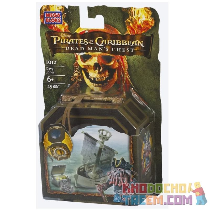 MEGA BLOKS 1012 non Lego ĐỘI TRƯỞNG DAVID JONES bộ đồ chơi xếp lắp ráp ghép mô hình Pirates Of The Caribbean CAPTAIN DAVY JONES Cướp Biển Vùng Caribe 45 khối