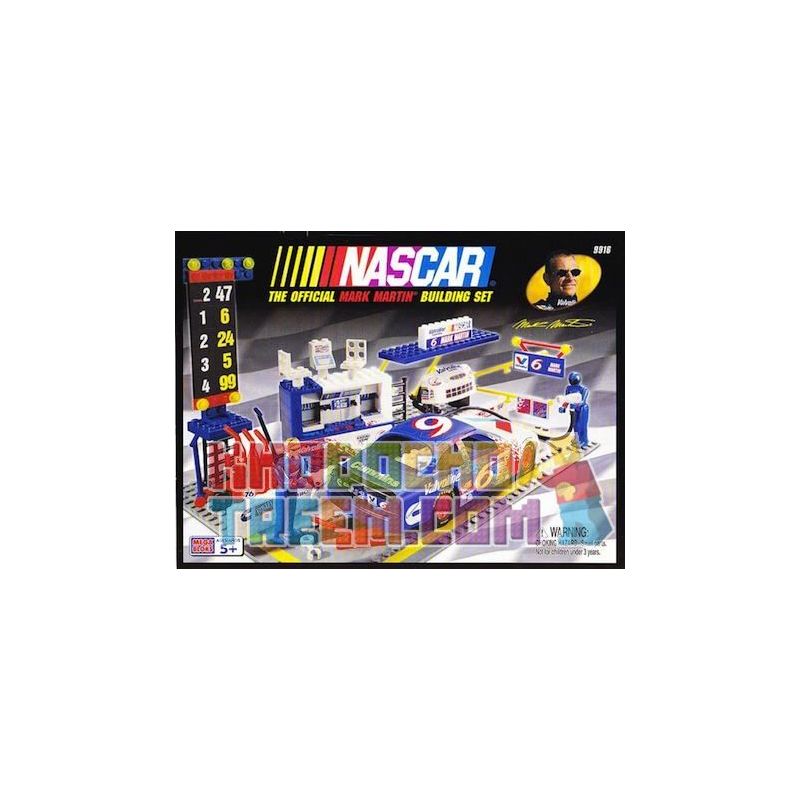 MEGA BLOKS 9916 non Lego MARK MARTIN PIT ROW bộ đồ chơi xếp lắp ráp ghép mô hình Speed Champions Racing Cars Đua Xe Công Thức 300 khối