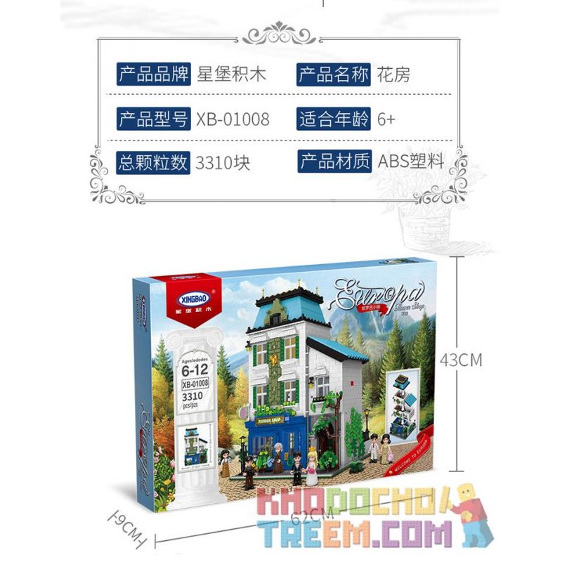 XINGBAO XB-01008 01008 XB01008 non  PHÒNG HOA bộ đồ chơi xếp lắp ráp ghép mô hình Modular Buildings EUROPA FLOWER ROOM Mô Hình Nhà Cửa 3310 khối XINGBAO XB-01008 01008 XB01008 non  PHÒNG HOA bộ đồ chơi xếp lắp ráp ghép mô hình Modular Buildings EUROPA FLOWER ROOM Mô Hình Nhà Cửa 3310 khối