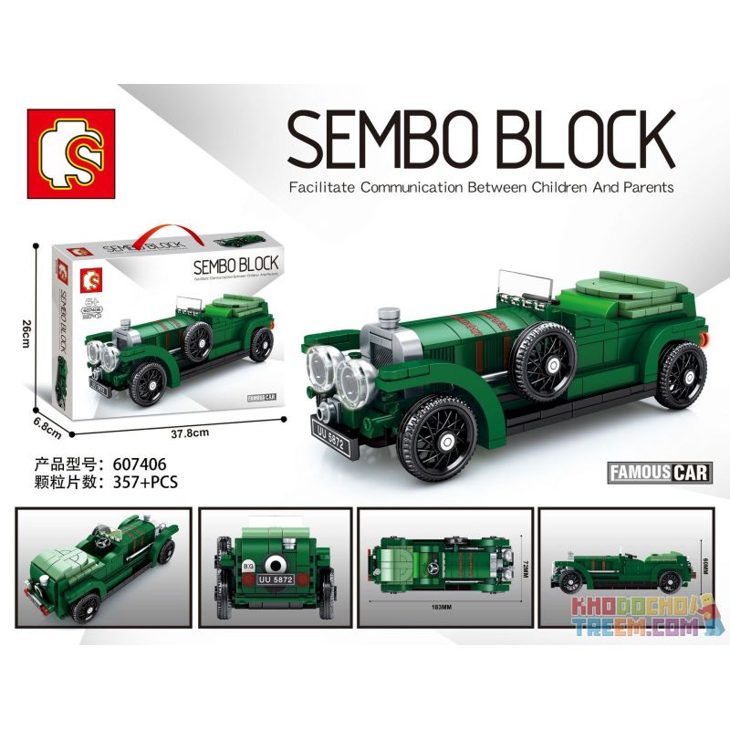 SEMBO 607406 non Lego BENTLEY 4.5L ÁP LỰC CƠ HỌC bộ đồ chơi xếp lắp ráp ghép mô hình Racers FAMOUS CAR BENTLEY 4 1/2 "BLOWER" Đua Tốc Độ 357 khối