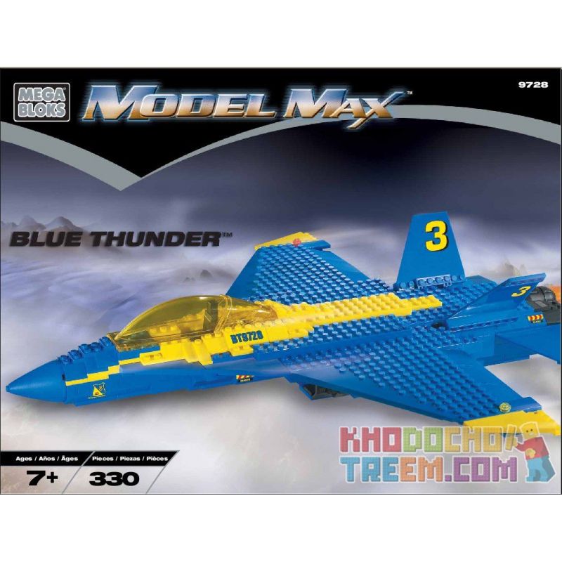 MEGA BLOKS 9728 9781 non Lego CHIẾN BINH TIA CHỚP XANH bộ đồ chơi xếp lắp ráp ghép mô hình Military Army BLUE THUNDER Quân Sự Bộ Đội 330 khối