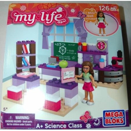 MEGA BLOKS 82705 non  LỚP KHOA HỌC + bộ đồ chơi xếp lắp ráp ghép mô hình  A+ SCIENCE CLASS Các Bạn Gái 124 khối