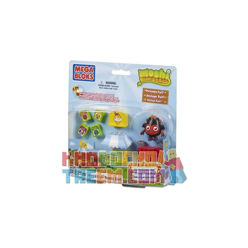 MEGA BLOKS 80618 non Lego XE ĐẨY HẠT GIỐNG bộ đồ chơi xếp lắp ráp ghép mô hình Moshi Monsters SEED CART 26 khối