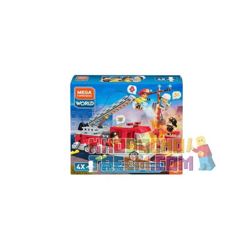 MEGA BLOKS FVD31 non Lego CỨU HỘ XE HỎA bộ đồ chơi xếp lắp ráp ghép mô hình City FIRE TRUCK RESCUE Thành Phố 294 khối