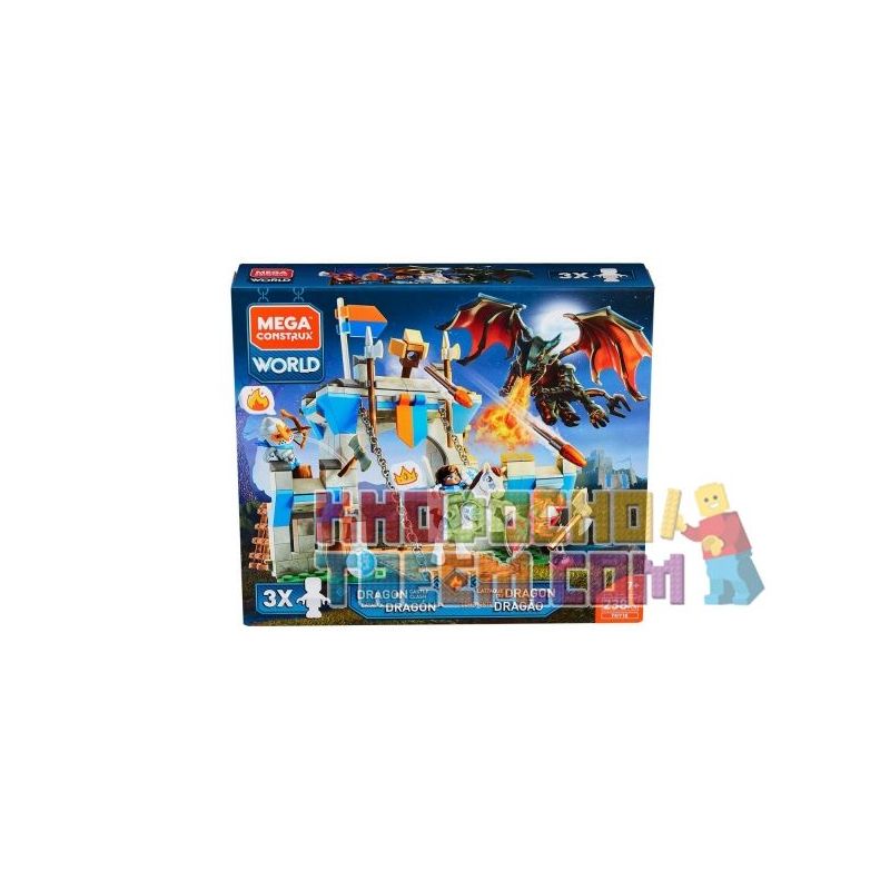 MEGA BLOKS FNY18 non Lego RỒNG TẤN CÔNG LÂU ĐÀI bộ đồ chơi xếp lắp ráp ghép mô hình Medieval Castle DRAGON CASTLE CLASH Chiến Tranh Trung Cổ 238 khối