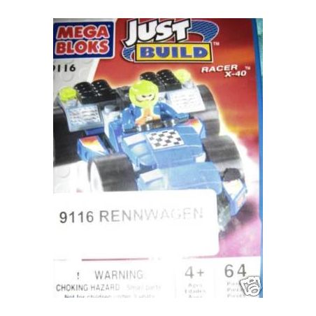 MEGA BLOKS 9116 non  XE ĐUA X-40 bộ đồ chơi xếp lắp ráp ghép mô hình Speed Champions Racing Cars RACER X-40 Đua Xe Công Thức 64 khối