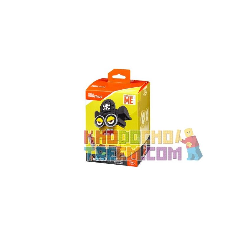 MEGA BLOKS DXB93 non Lego PIRATE NHỎ NGƯỜI VÀNG bộ đồ chơi xếp lắp ráp ghép mô hình Brickheadz PIRATE MINION Nhân Vật Đầu To 153 khối