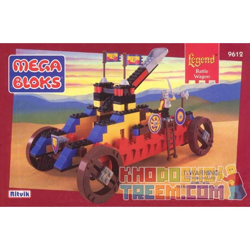 MEGA BLOKS 9612 non Lego XE NGỰA bộ đồ chơi xếp lắp ráp ghép mô hình Medieval Castle BATTLE WAGON Chiến Tranh Trung Cổ 190 khối