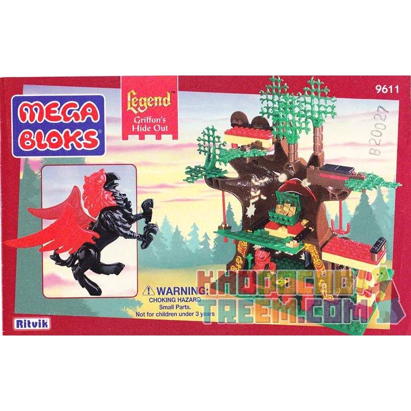 MEGA BLOKS 9611 non Lego NƠI ẨN NÁU CỦA GRIFFIN bộ đồ chơi xếp lắp ráp ghép mô hình Medieval Castle GRIFFON'S HIDE OUT Chiến Tranh Trung Cổ 140 khối