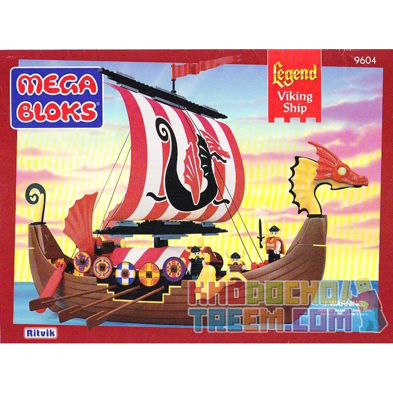MEGA BLOKS 9604 non Lego TÀU VIKING bộ đồ chơi xếp lắp ráp ghép mô hình Vikings VIKING SHIP Người Viking 370 khối