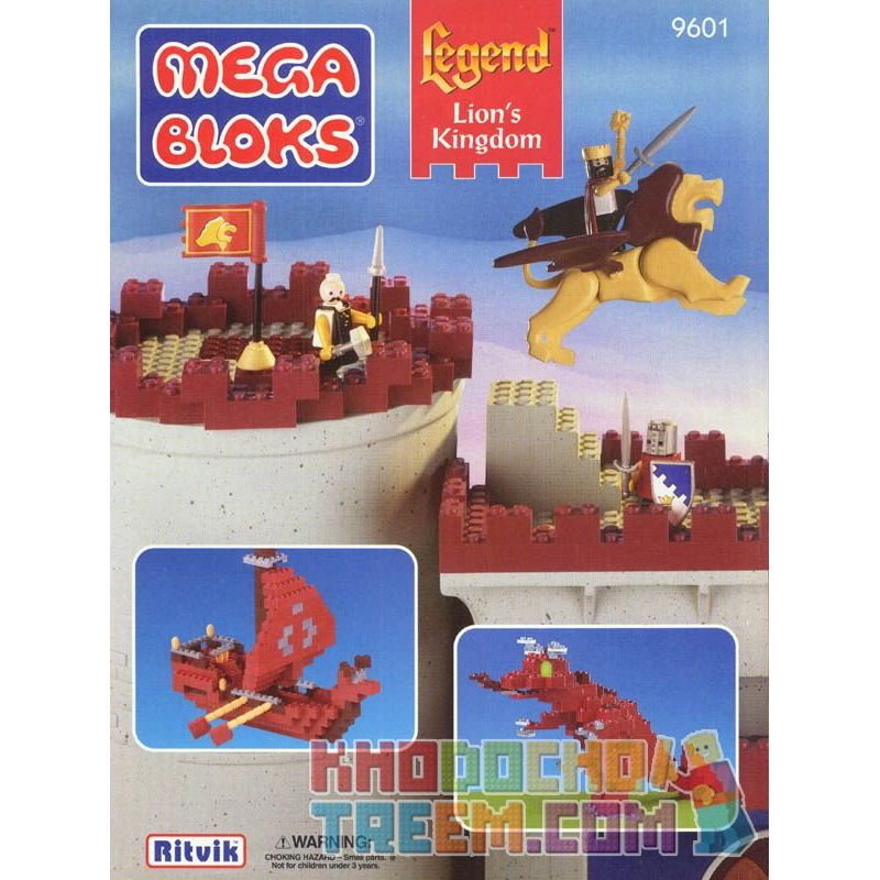 MEGA BLOKS 9601 non Lego VƯƠNG QUỐC SƯ TỬ bộ đồ chơi xếp lắp ráp ghép mô hình Medieval Castle LION'S KINGDOM Chiến Tranh Trung Cổ 725 khối