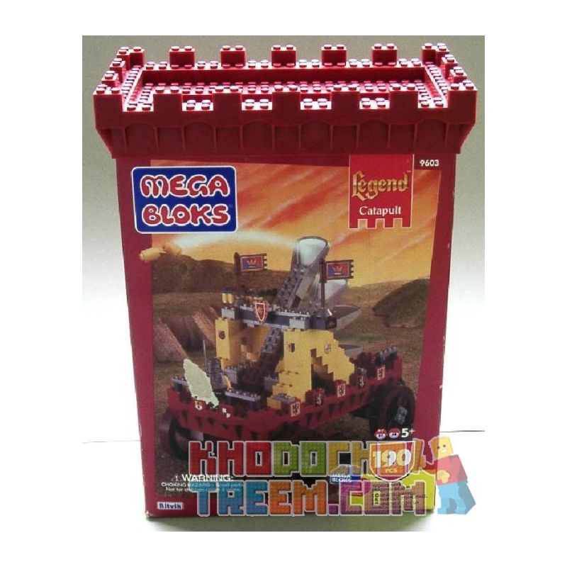 MEGA BLOKS 9603 non Lego TORCH MACHINE. bộ đồ chơi xếp lắp ráp ghép mô hình Medieval Castle CATAPULT Chiến Tranh Trung Cổ 190 khối