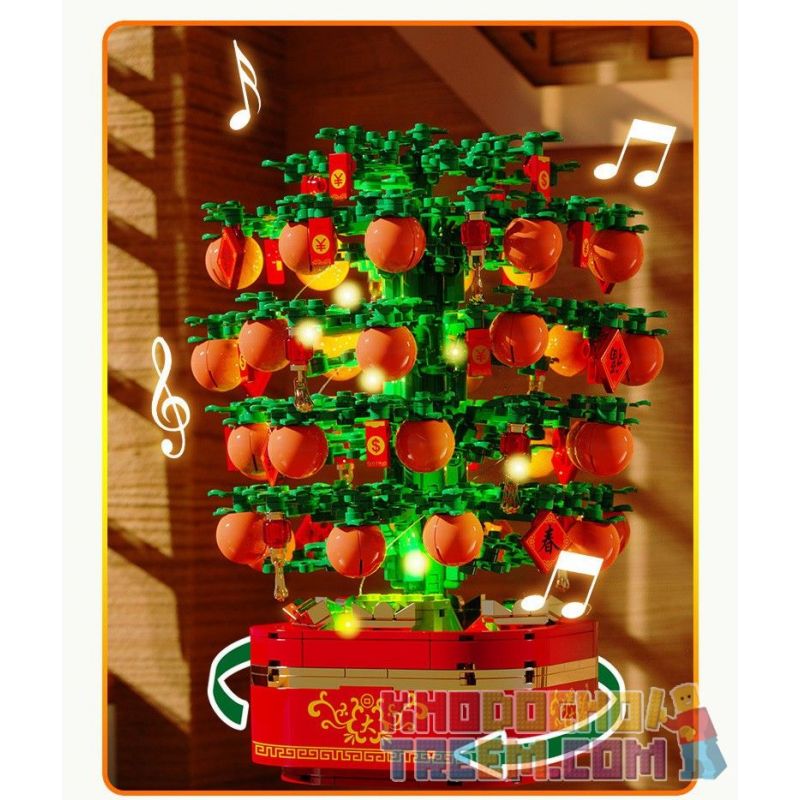 SEMBO 601145 non  CÂY QUẤT NHẠC NHẸ bộ đồ chơi xếp lắp ráp ghép mô hình Seasonal Mùa Lễ Hội 666 khối